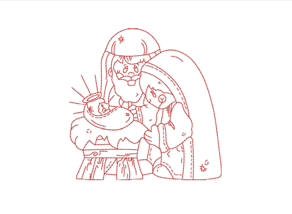 Reviewing Birth of Jesus Red Work for Boutique Apparel