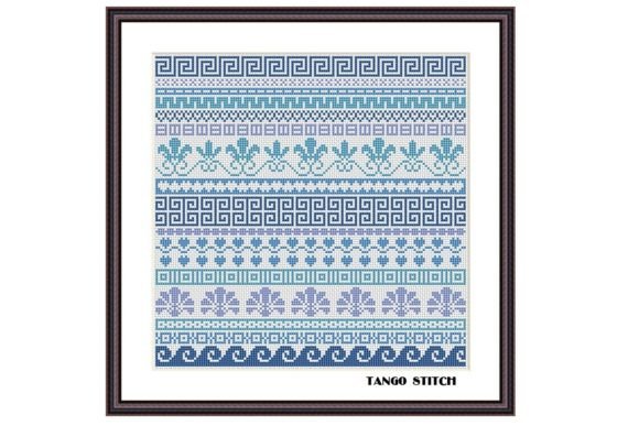 Reviewing Blue Greek Ornaments Cross Stitch Sample